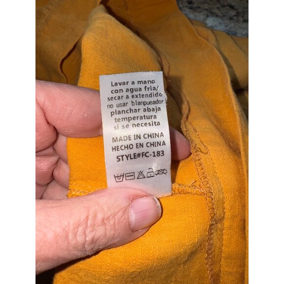 Karlie Womens Mustard Yellow Cotton Button-Front Cardigan Lace Baloon Sleeve L - Picture 5 of 9